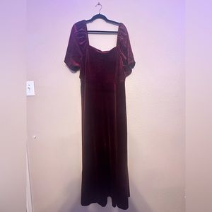 Maroon velvet maxi dress